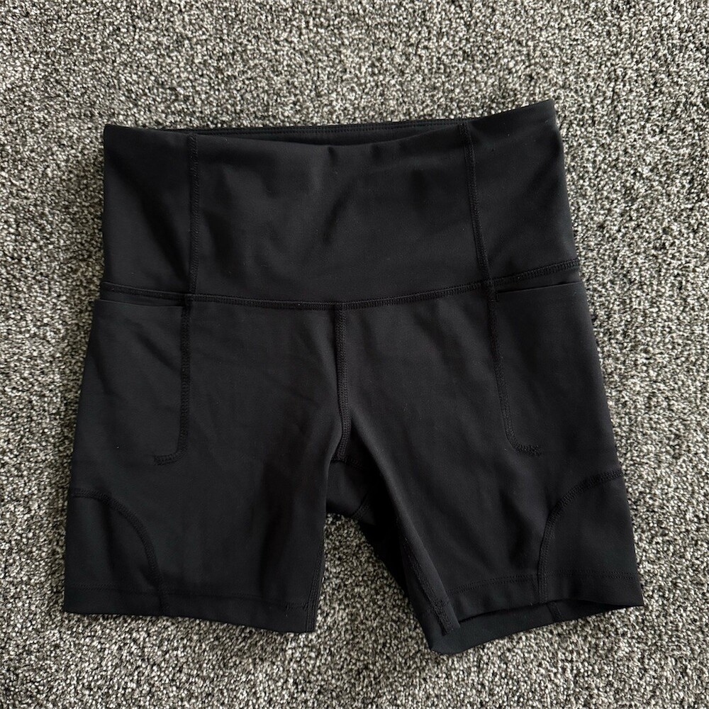 Xersion Biker Shorts Womens Size S Black High Rise Side Pockets Anti-Odor